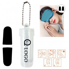 Promotional PU Foam Sleeping Anti-noise Earplugs In Storage Box W/ Key Chain