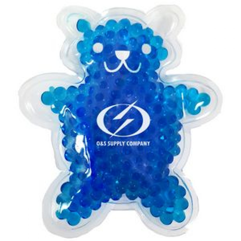 Blue Teddy Bear Hot/ Cold Pack with Gel Beads with Logo