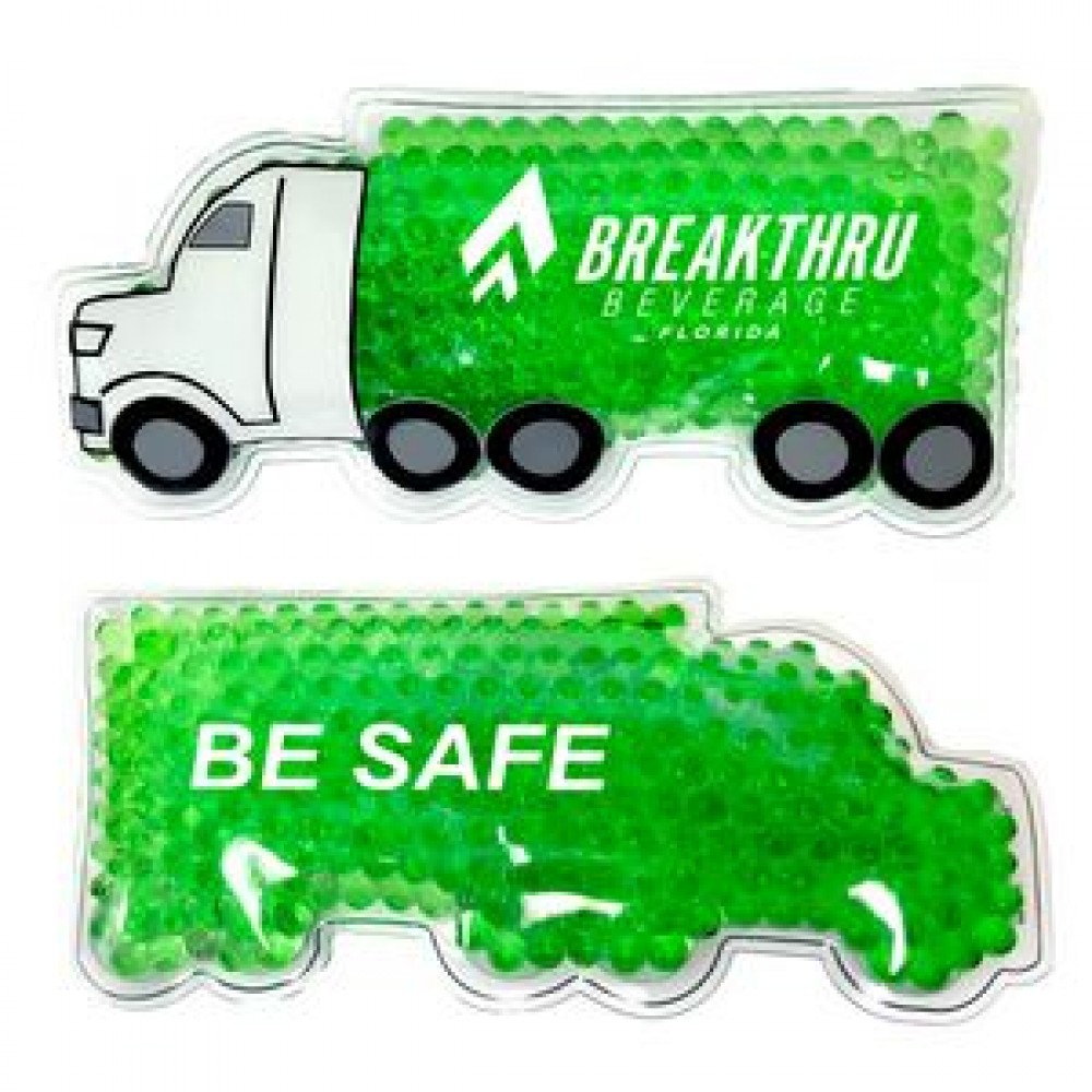Green Semi Truck Hot/ Cold Pack with Gel Beads with Logo