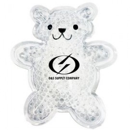 White Teddy Bear Hot/ Cold Pack with Gel Beads with Logo