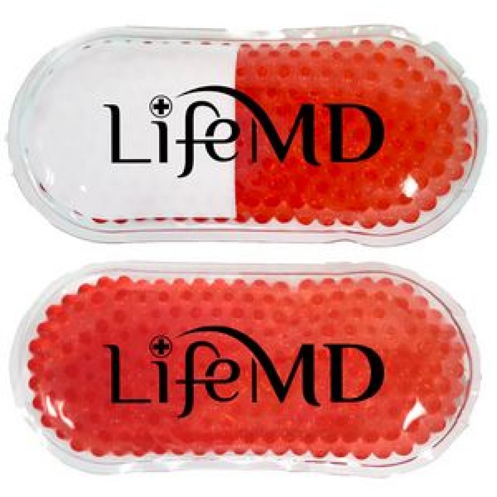 Red Pill Capsule Hot/ Cold Pack with Gel Beads with Logo
