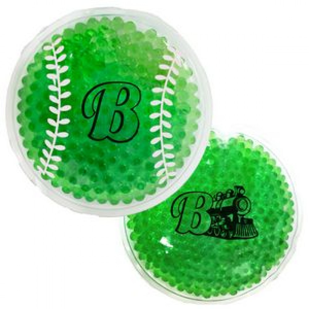 Customized Green Baseball Hot/ Cold Pack with Gel Beads