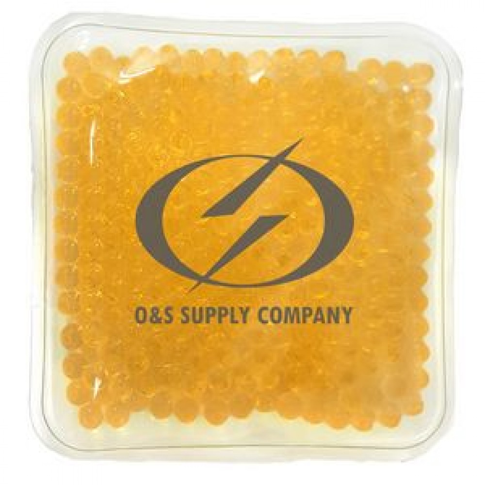 Logo Branded Square Orange Hot/ Cold Pack with Gel Beads