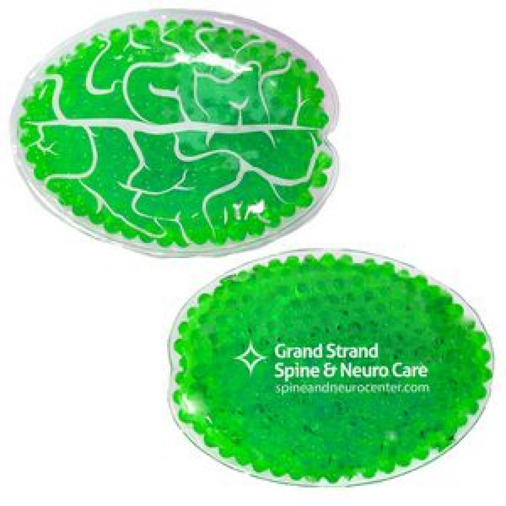 Green Brain Hot/ Cold Pack with Gel Beads with Logo