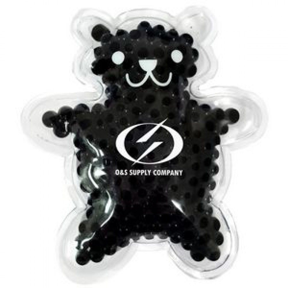 Promotional Black Teddy Bear Hot/ Cold Pack with Gel Beads