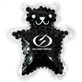 Logo Branded Black Teddy Bear Hot/Cold Pack w/Gel Beads