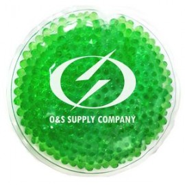 Green Round Hot/ Cold Pack with Gel Beads with Logo