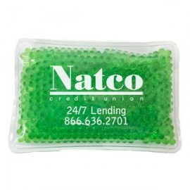 Rectangular Green Hot/ Cold Pack with Gel Beads with Logo