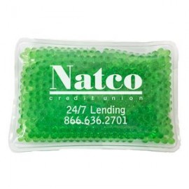Logo Branded Rectangular Green Hot/Cold Pack w/Gel Beads