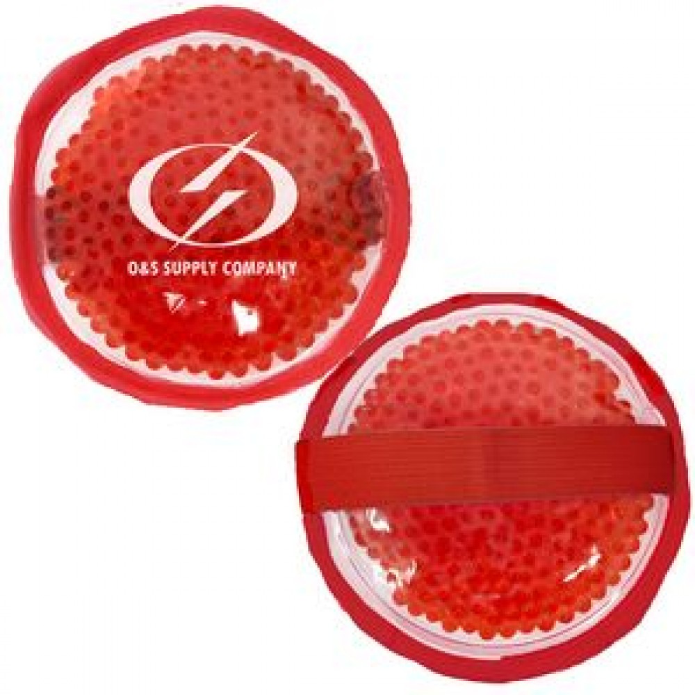 Cloth Round Red Hot/ Cold Pack with Gel Beads with Logo