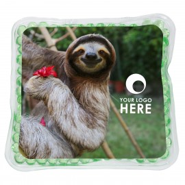 Smiling Sloth Square Aqua Pearls Hot/Cold Pack with Logo