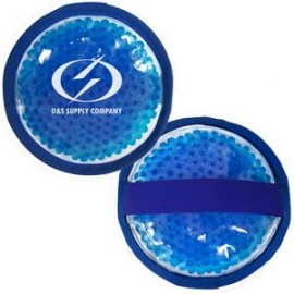 Cloth Round Blue Hot/ Cold Pack with Gel Beads with Logo