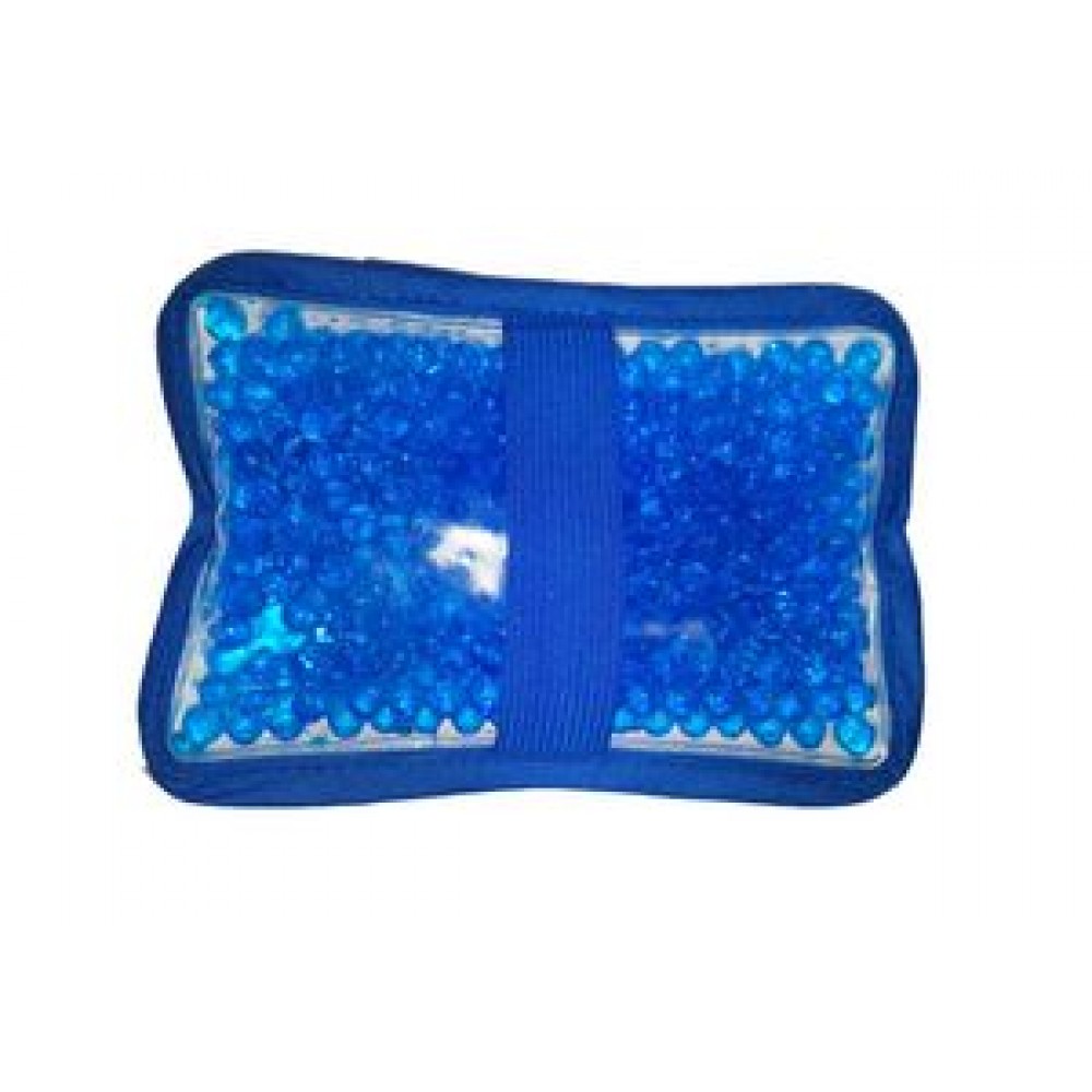 Cloth Rectangular Blue Hot/ Cold Pack with Gel Beads with Logo