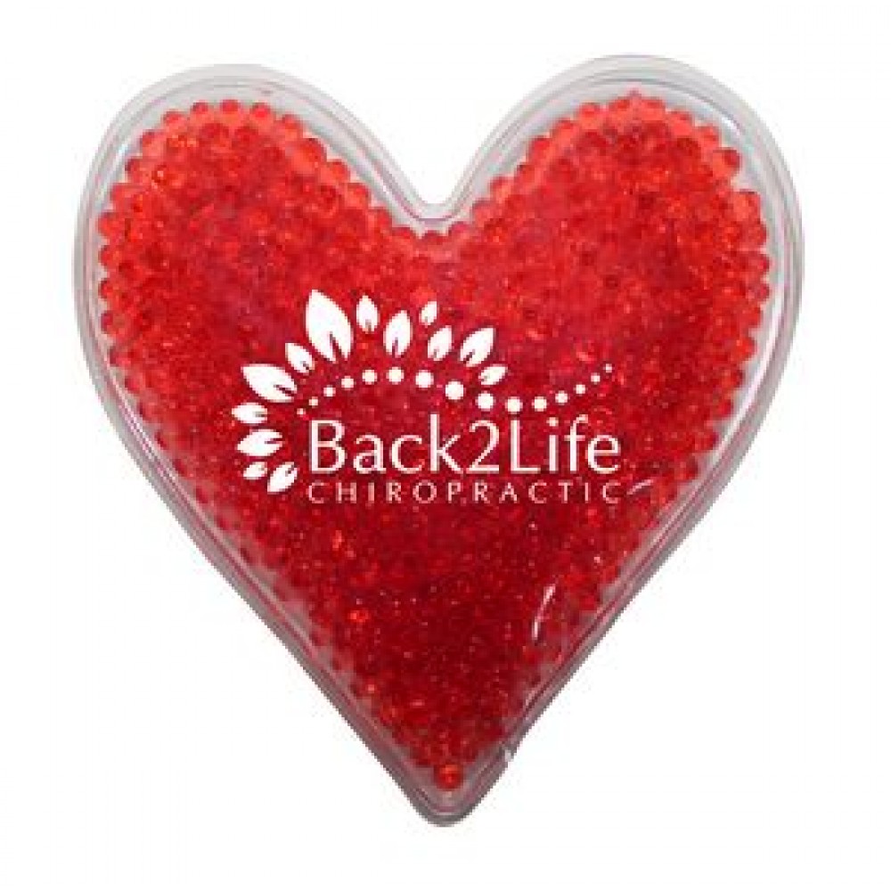Logo Branded Heart Gel Bead Hot/Cold Pack (Spot Color)