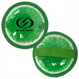 Logo Branded Cloth Round Green Hot/Cold Pack w/Gel Beads