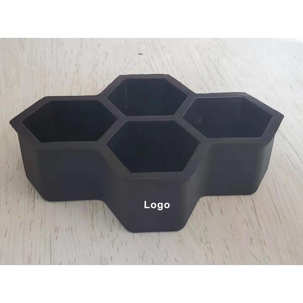 Hexagon Silicone Ice Cube Tray 4 cell with Logo