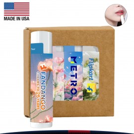 Personalized Kissel SPF 15 Lip Balm 4-Pack in Kraft Window Box