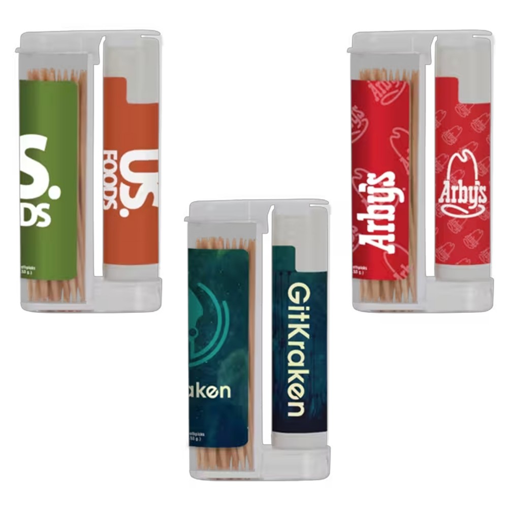 Wooden Toothpicks with Natural Lip Moisturizer with Logo