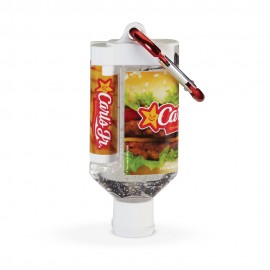 Promotional 1.9 oz Duo Bottle Sanitizer + SPF 15 Lip Balm + Carabiner