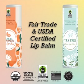 Custom Vanilla Mandarin Flavor USDA Organic Fair Trade Lip Balm