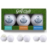 Promotional,Custom Imprinted 3 Pack Golf Ball Lip Balm, Mints & Sunscreen
