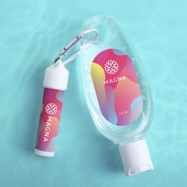Sanitizer & Lip Moisturizer Carabiner Kit with Logo  Sanitizer & Lip Moisturizer Carabiner Kit with Logo
