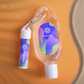 Customized Moisturizing Sanitizer & Lip Moisturizer SPF15 Carabiner Kit
