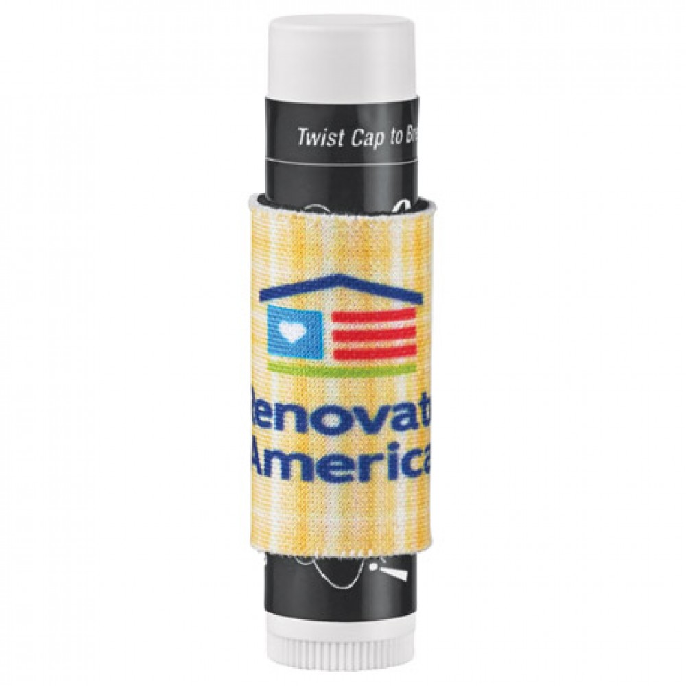SPF15 Lip Balm with Neoprene Sleeve Custom Printed SPF15 Lip Balm with Neoprene Sleeve Custom Printed