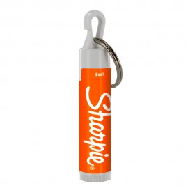 Custom SPF 15 Lip Balm in White Tube with Hook Cap and Silver Metal Split-Ring