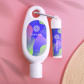 Logo Branded Sunscreen & Lip Moisturizer With SPF15 Carabiner Kit