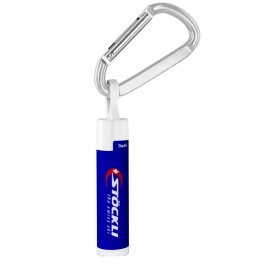 SPF 15 Lip Balm in White Tube with Hook Cap and Carabiner with Logo  SPF 15 Lip Balm in White Tube with Hook Cap and Carabiner with Logo