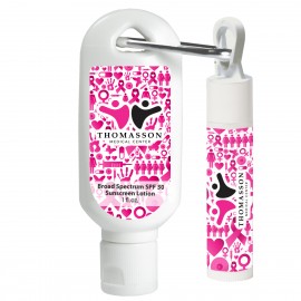 Kit: 1 Oz. Spf30 Sunscreen Lotion With Carabiner And Spf15 Lip Balm with Logo