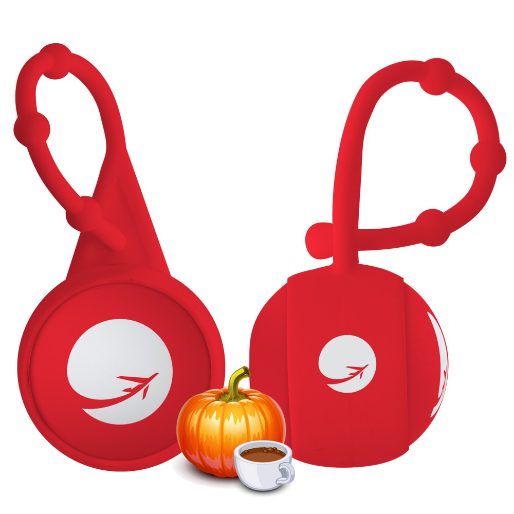Logo Branded Silicone Carabiner Round Lip Balm - Pumpkin Spice Latte Logo Branded Silicone Carabiner Round Lip Balm - Pumpkin Spice Latte