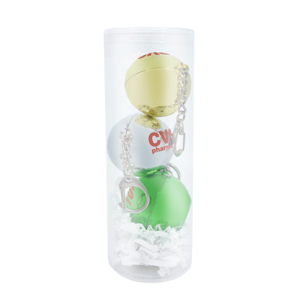 Metallic Lip Balm with Keychain 3 Pack Set in PVC Tube Logo Branded Metallic Lip Balm with Keychain 3 Pack Set in PVC Tube Logo Branded