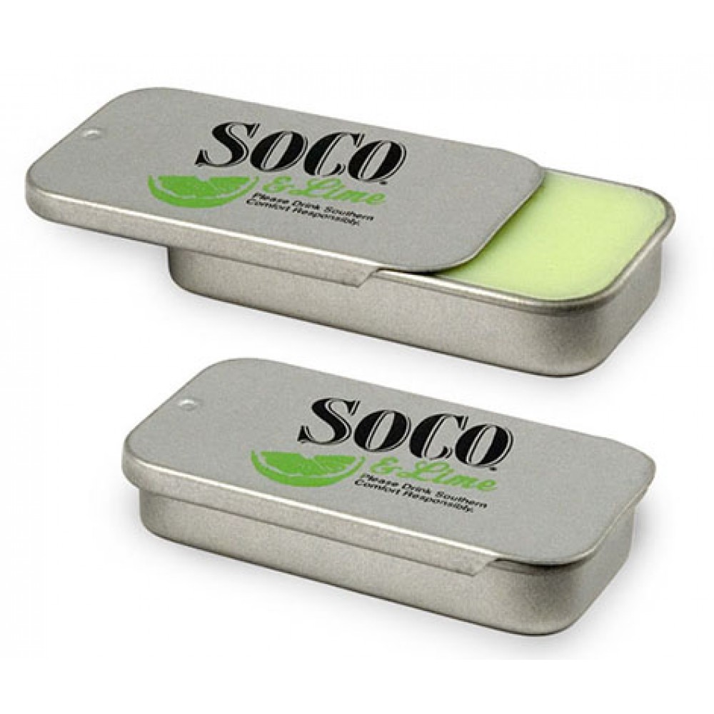 Logo Branded .6 Oz. Large Slider Lip Balm Tin - Petroleum-Free Logo Branded .6 Oz. Large Slider Lip Balm Tin - Petroleum-Free