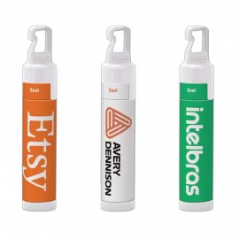 Personalized SPF 15 Lip Balm in White Tube with Hook Cap & Silver Metal Split Ring
