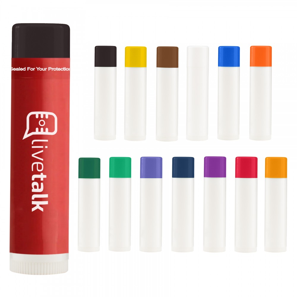 Custom Printed Natural Beeswax Lip Balm --- Colored Cap Custom Printed Natural Beeswax Lip Balm --- Colored Cap