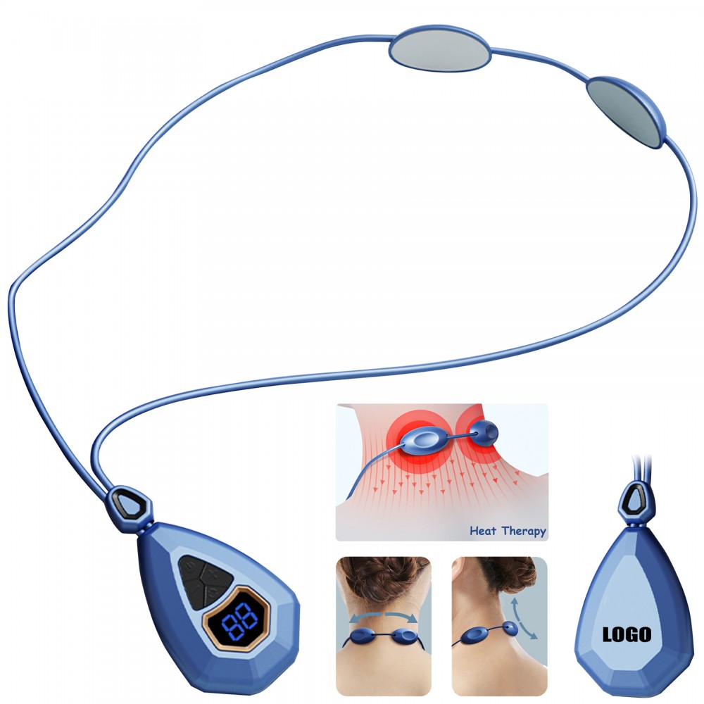 Lanyard Rechargeable Electric Pulse Neck Massager With Heat Therapy with Logo