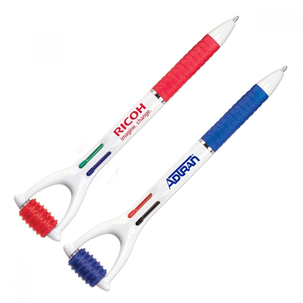 4 Color Pen with Massage Roller Logo Branded 4 Color Pen with Massage Roller Logo Branded