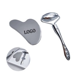 Promotional Stainless Steel Face Roller Gua Sha Set  Promotional Stainless Steel Face Roller Gua Sha Set