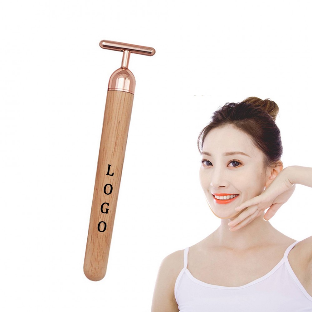 Custom T Shape Wooden Handle Facial Massager