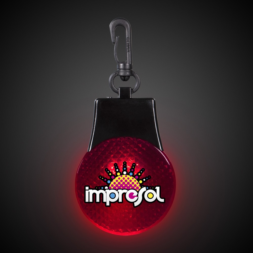 Red Pad Printed Light Up Safety Reflector with Logo
