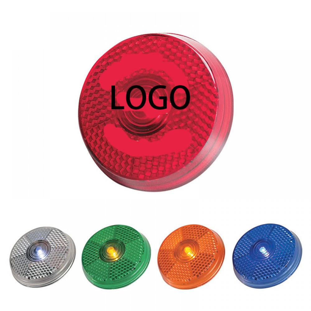 Round Blinking Safety Light With Back Clip with Logo