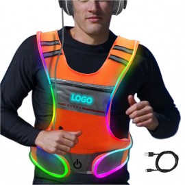 Promotional USB charge high visibility LED light reflective safety vest  Promotional USB charge high visibility LED light reflective safety vest