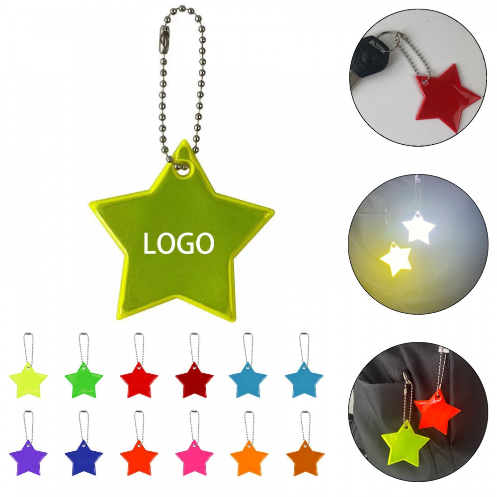 Star Shaped Reflective Keychain with Logo