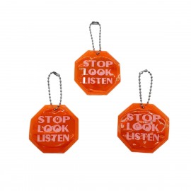 PVC Reflective Zipper Pull - Octagon with Logo