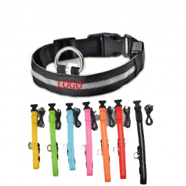 Light Up Dog Collar Adjustable USB Rechargeable with Logo