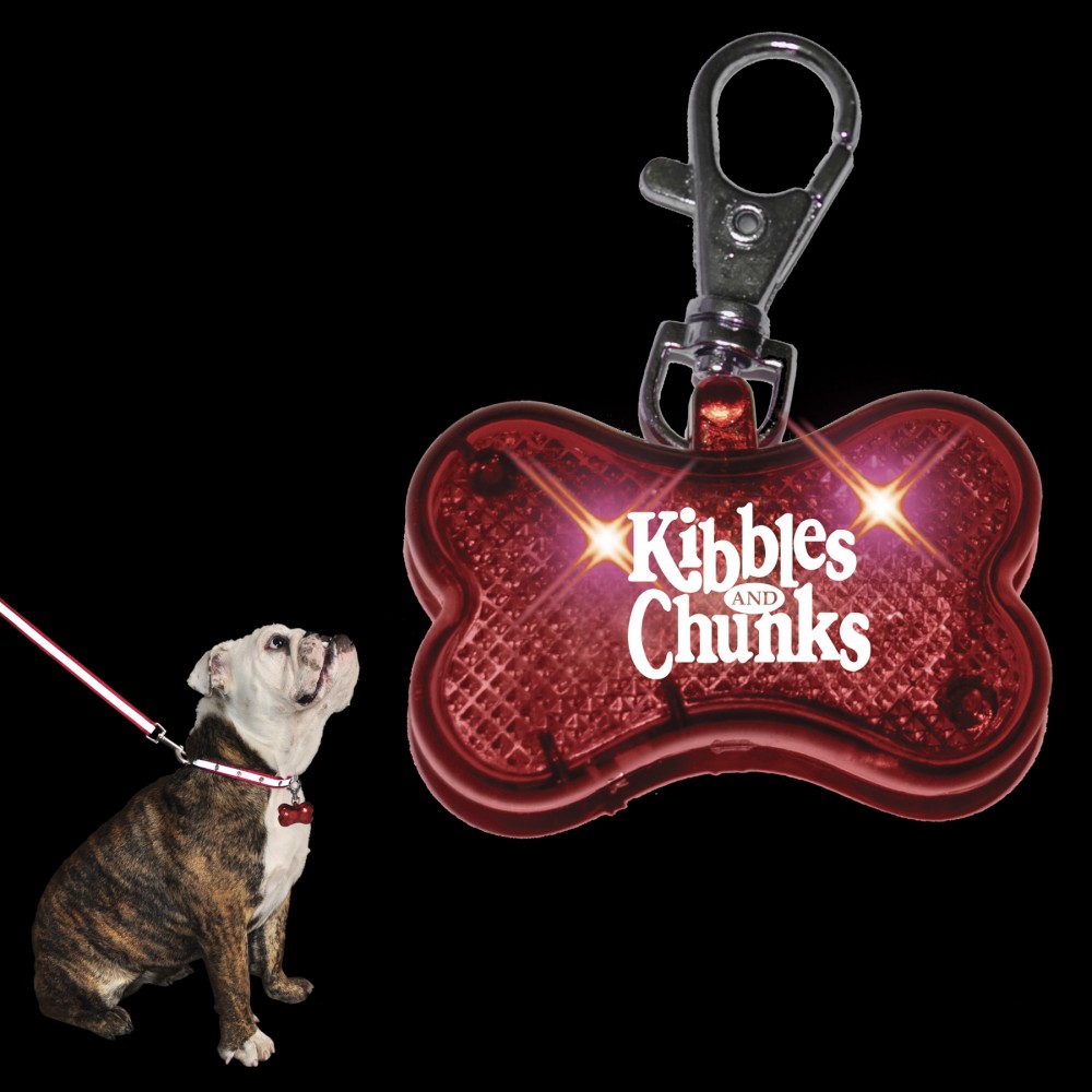 Custom Imprinted Custom Red LED Dog Bone Pet Safety Light - Overseas Print