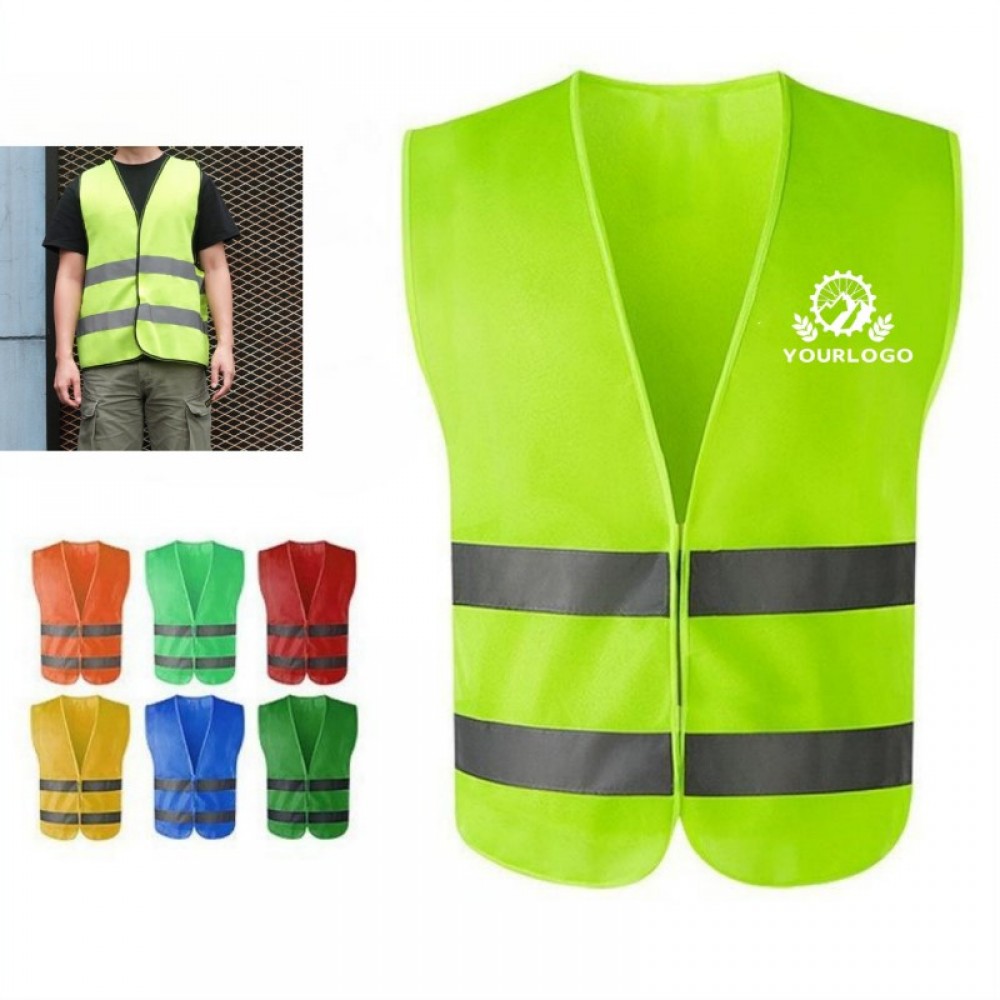 High Visibility Reflective Safety Vest One Size Fits Most with Logo