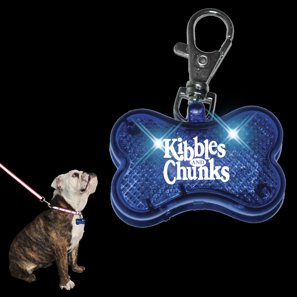 Custom Imprinted Custom Blue LED Dog Bone Pet Safety Light - Overseas Print